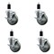 Service Caster 4'' SS Gray Poly Swivel 1-3/8'' Expanding Stem Caster Set with Brake, 4PK SCC-SSEX20S414-PPUB-TLB-138-4 - alternate 1